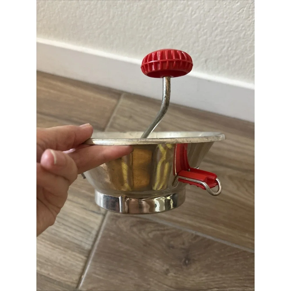 Vintage Guillouard A Nantes Food Mill Sieve Mouli Brevete SGDG France Red Handle